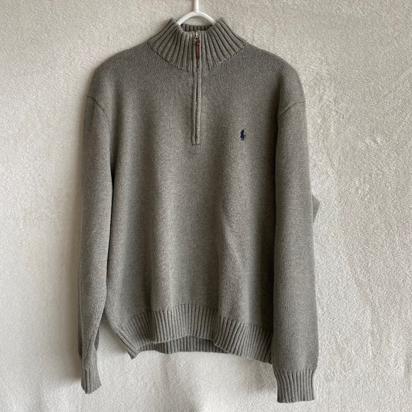 Polo by Ralph Lauren RIB Quarter-Zip Pullover Sweater, 100% Pima Cotton - Picture 1 of 6